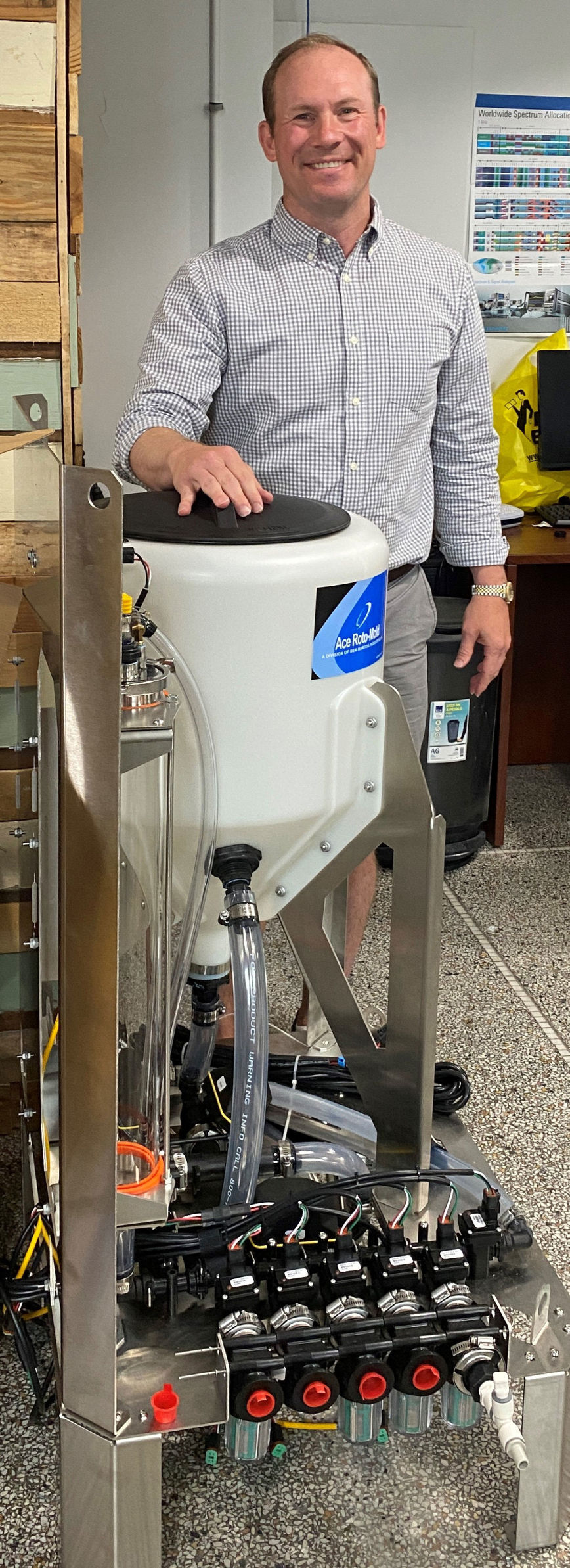 Michael Ott shows off the new autonomous filler